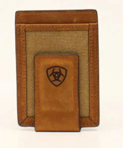 Ariat Mens Bifold Money Clip, Brown