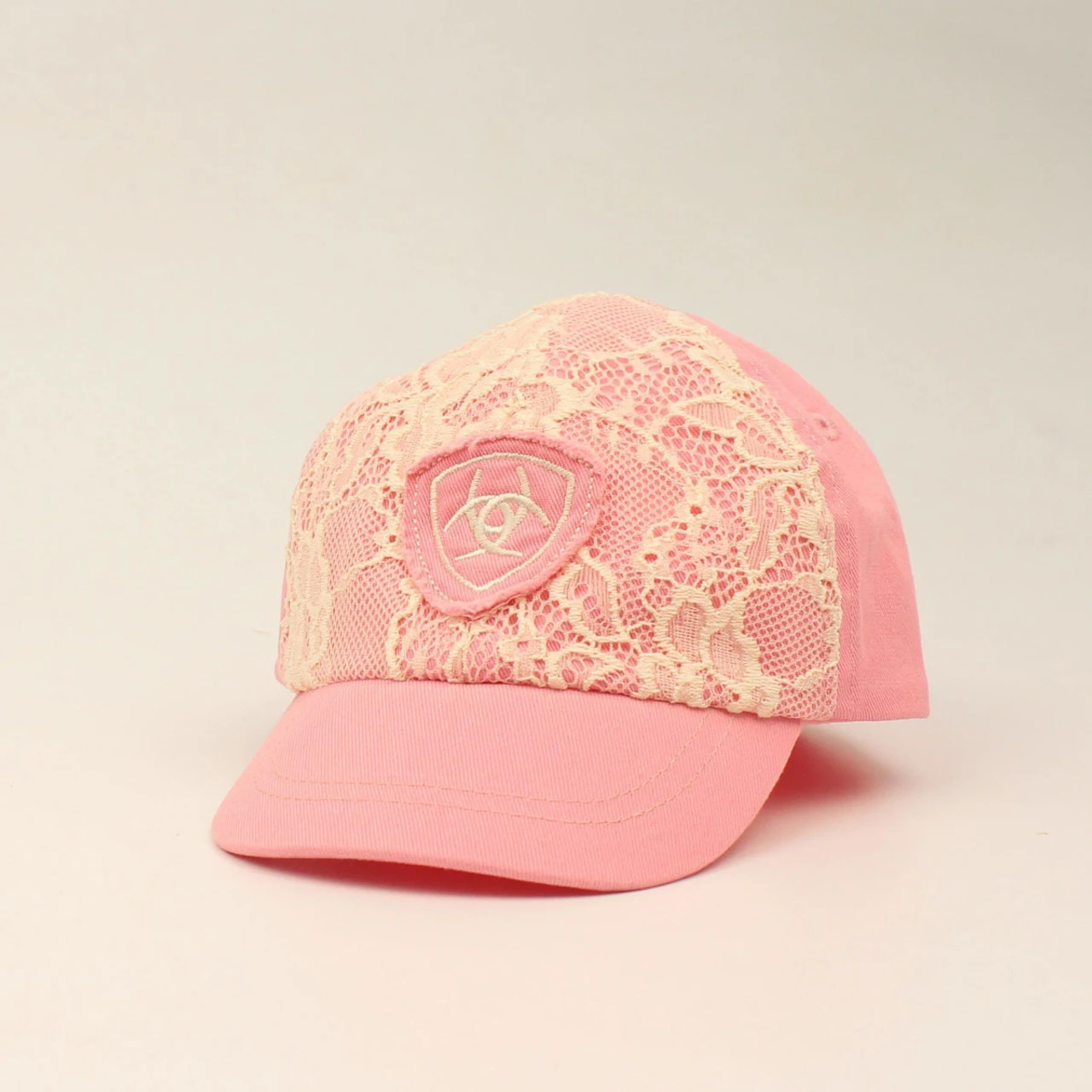 Ariat Infant Girls Pink With Lace Overlay Ball Cap 1 Ariat Infant Girls Pink With Lace Overlay Ball Cap