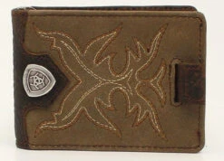 Ariat Mens Boot Stitch Medium Brown BiFold Money Clip