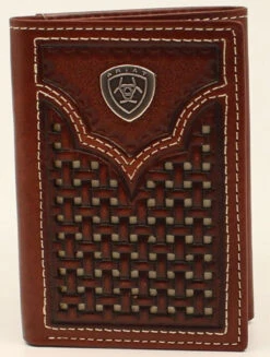 Ariat Mens Basket Weave TriFold Wallet