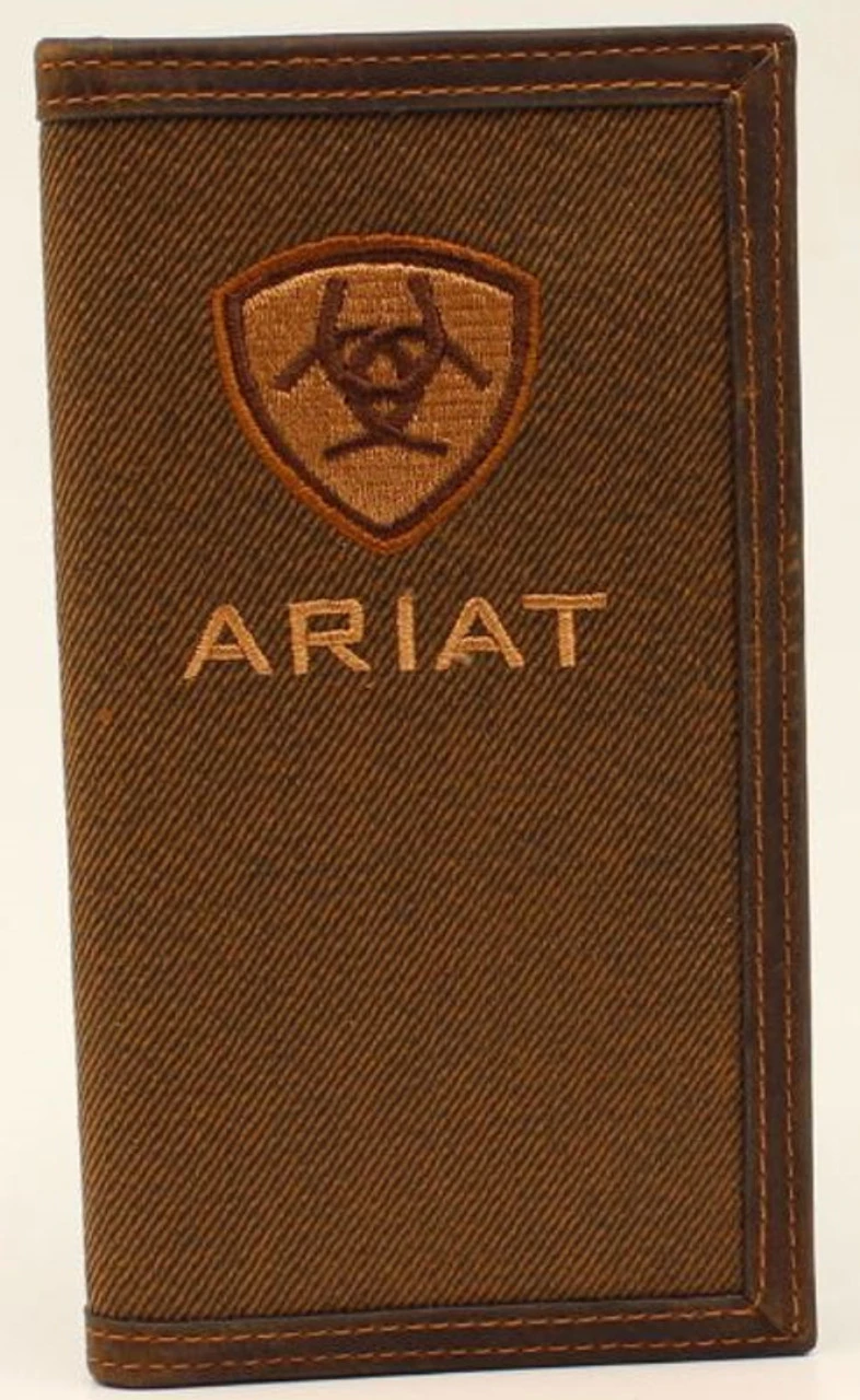 Ariat Mens Oilskin Shield Logo Rodeo Wallet 1 Ariat Mens Oilskin Shield Logo Rodeo Wallet