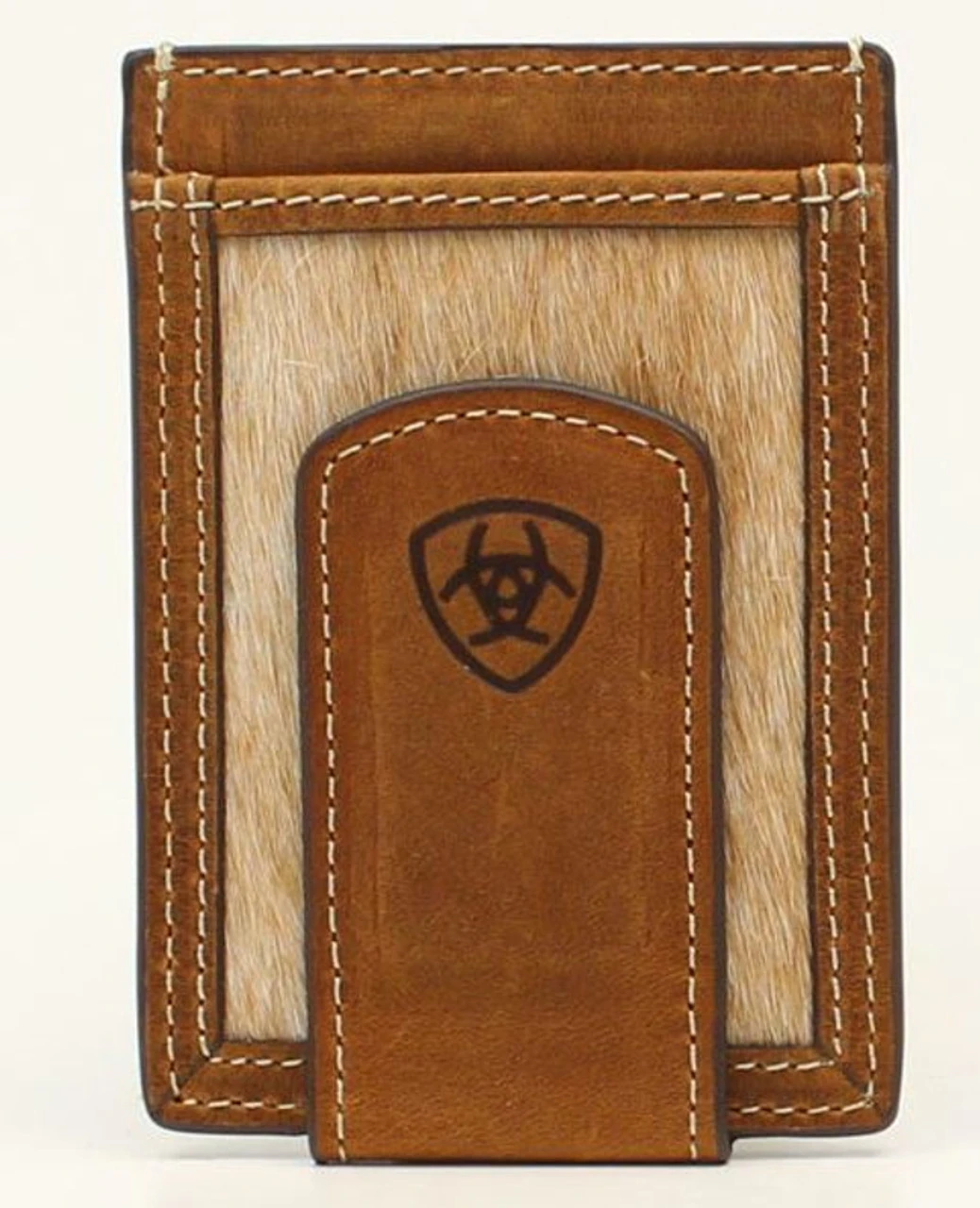 Ariat Mens Leather Calf Hair Inlay Brown Money Clip 1 Ariat Mens Leather Calf Hair Inlay Brown Money Clip