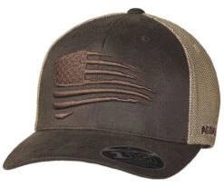 Ariat Mens Brown Oilskin Flag Snapback Ball Cap