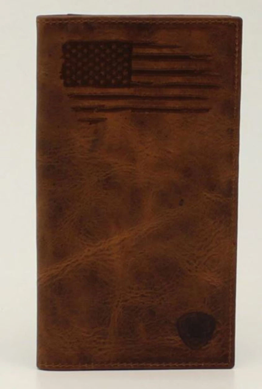 Ariat Brown Distressed USA Flag Rodeo Wallet 1 Ariat Brown Distressed USA Flag Rodeo Wallet