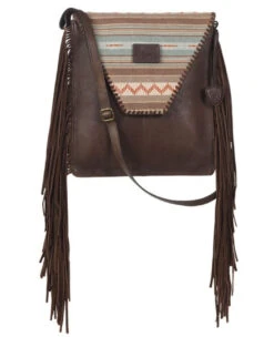 Ariat Serape Genuine Leather Side Panels With Fringe Crossbody Purse