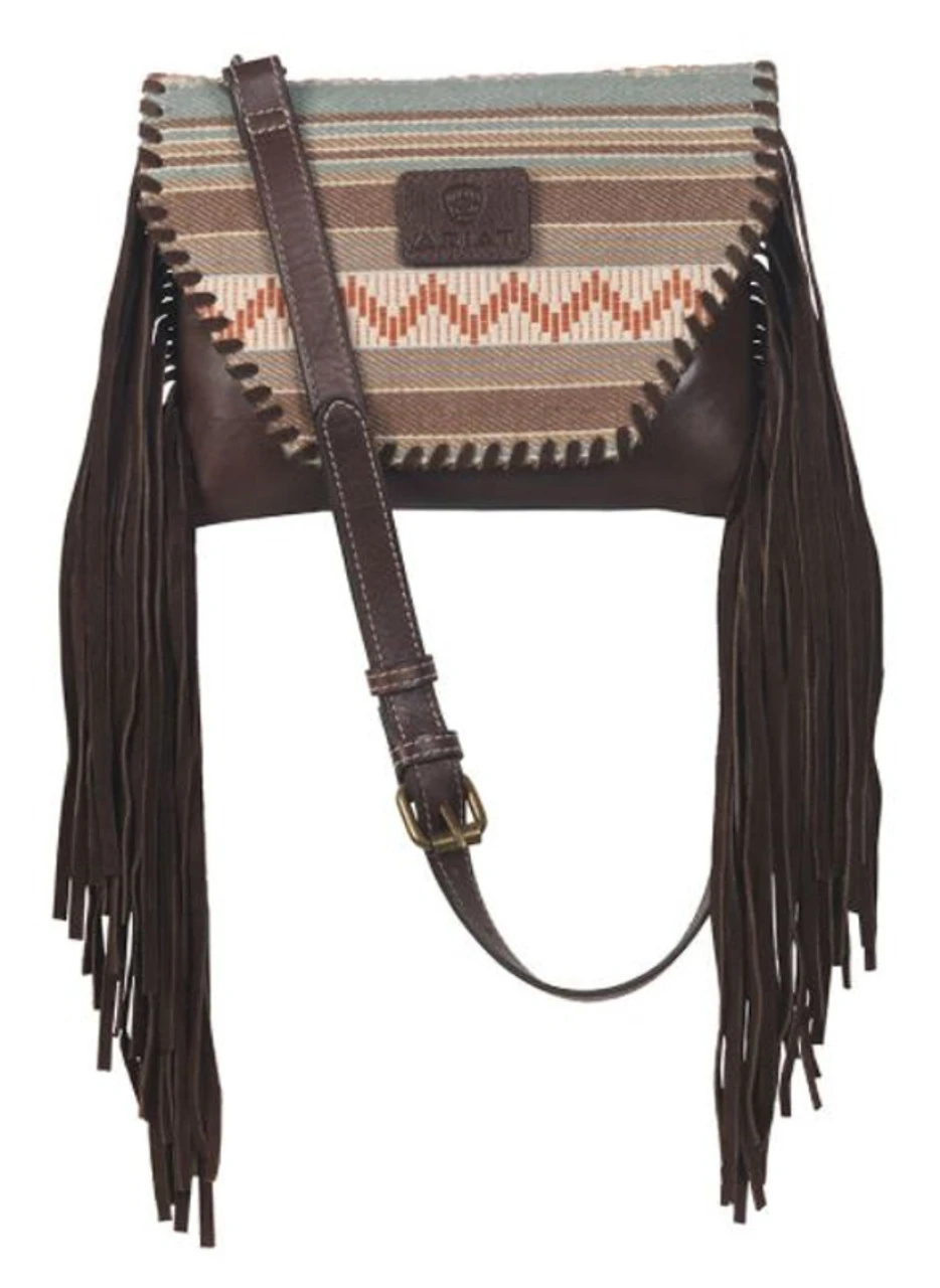 Ariat Serape Genuine Leather With Fringe Crossbody Purse 1 Ariat Serape Genuine Leather With Fringe Crossbody Purse