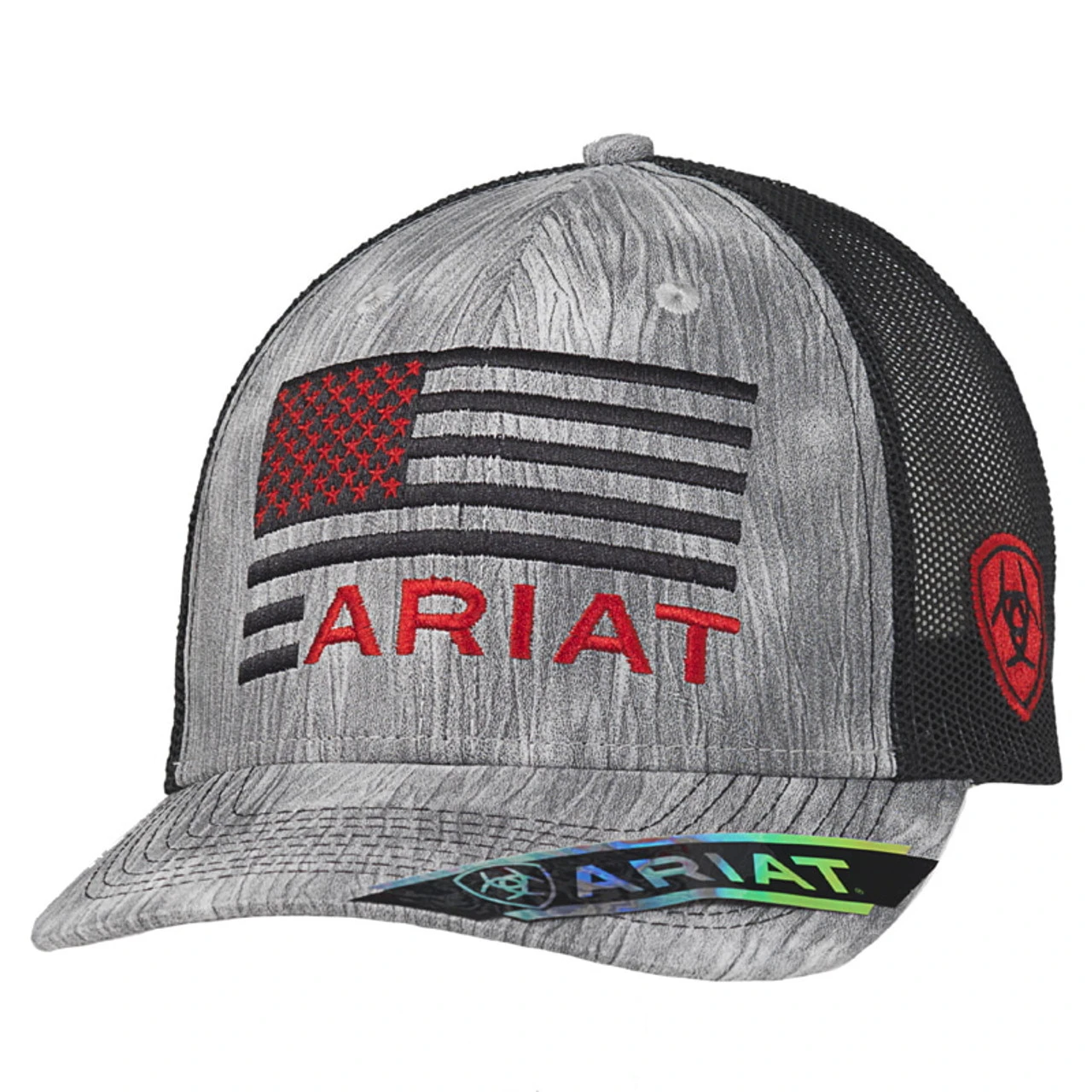 Ariat Mens Heathered Grey W/Black Mesh Ball Cap 1 Ariat Mens Heathered Grey W/Black Mesh Ball Cap