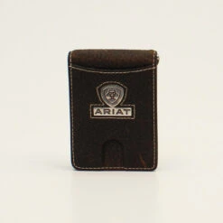 Ariat Mens Black Logo Concho Bi-Fold Money Clip Wallet