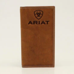 Ariat Mens Medium Brown Embossed Logo Rodeo Wallet
