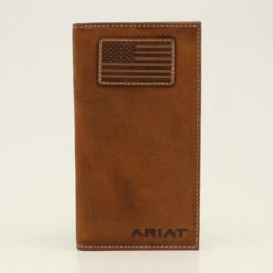 Ariat Mens Medium Brown American Flag Rodeo Wallet