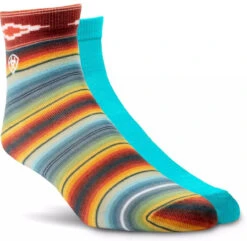 Ariat Womens Southwest Theme Ankle Socks - 2 Pack