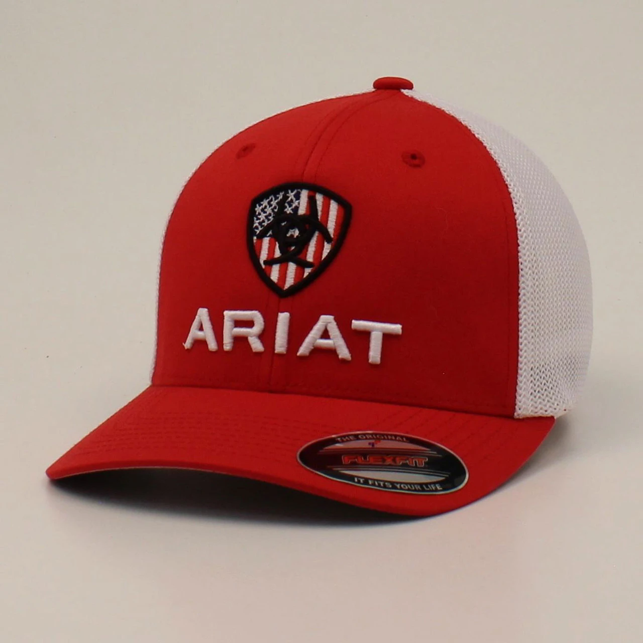 Ariat Mens Red With Flag Shield Ball Cap 1 Ariat Mens Red With Flag Shield Ball Cap
