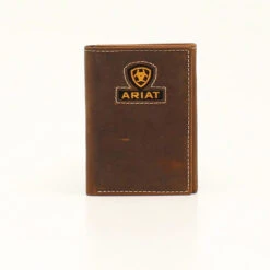 Ariat Mens Trifold Medium Brown/Ribbon Inlay Wallet