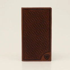 Ariat Mens Tan Rodeo Style Basketweave Embossed Wallet