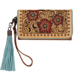 Ariat Lorelei Collection Turquoise Fringe Tassel Clutch Wallet