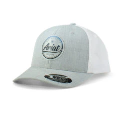 Ariat Mens Gray Flexfit 110 6 Panel Cap With White Mesh Back