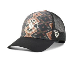 Ariat Womens Snap Back Closure Cap With Black Southwestern Design