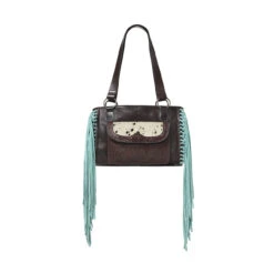 Ariat Womens Brown Conceal Carry Satchel With Turquoise Fringe Cascades