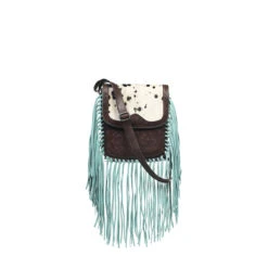 Ariat Womens Brown Conceal Carry Tote With Calf Hair And Turquoise Fringes