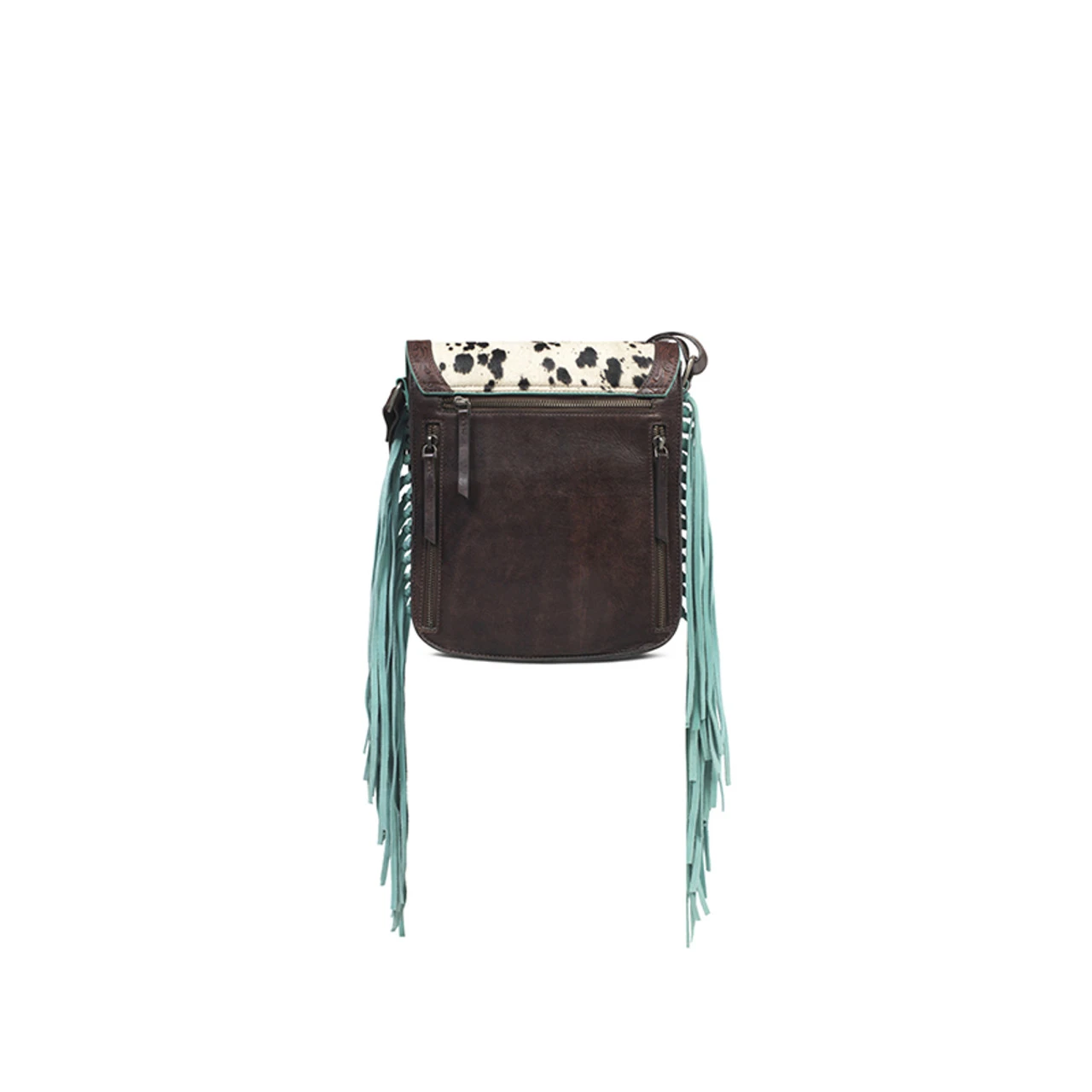 Ariat Womens Brown Conceal Carry Tote With Calf Hair And Turquoise Fringes 2 Ariat Womens Brown Conceal Carry Tote With Calf Hair And Turquoise Fringes - Image 2