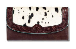 Ariat Womens Brown Leather Wallet With Calf Hair