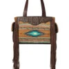 Ariat Womens Brown Conceal Carry Satchel With Aztec Print