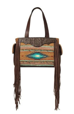 Ariat Womens Brown Conceal Carry Satchel With Aztec Print