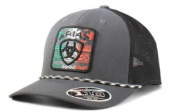 Ariat Men's Black/Grey Flexfit 110 6 Panel Snap Back Cap