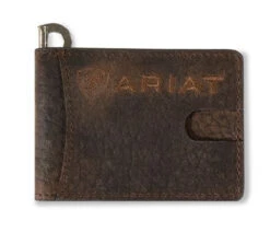 Ariat Men's Brown Bull Hide Leather Money Clip Wallet