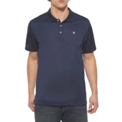 Ariat - Men's Solid TEK Short Sleeve Polo - Navy