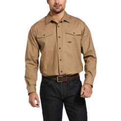 Ariat Mens Rebar Tough Durastretch Long Sleeve Work Shirt