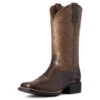 Ariat Womens Round Up Arizona Brown & Copper Floral Embossed Wide Square Toe Boots