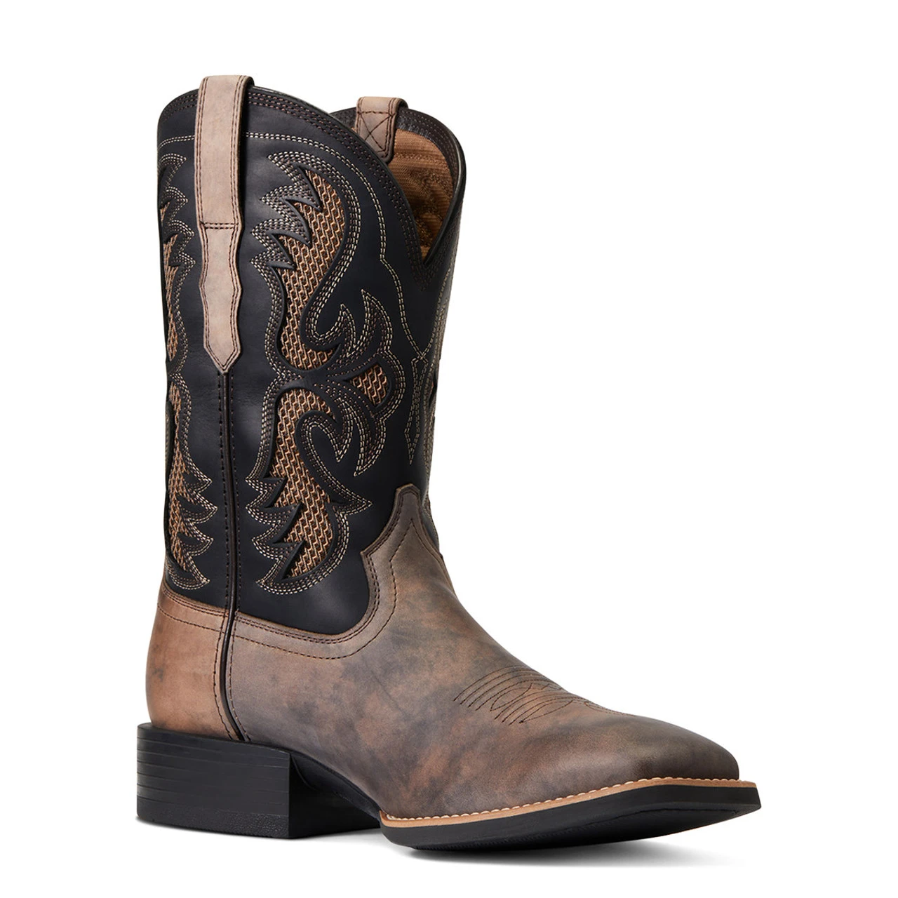 Ariat Mens Tally Tan And Black Ink Sport Fresco VentTek Wide Square Toe Boots 3 Ariat Mens Tally Tan And Black Ink Sport Fresco VentTek Wide Square Toe Boots - Image 3