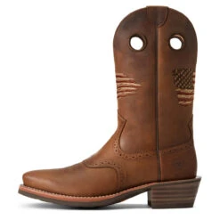 Ariat Mens Distressed Brown Roughstock Patriot Square Toe Boot -Moda Mix Shop P2493355 6 24580.1641341642