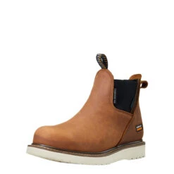 Ariat Womens Aged Honey Rebar Wedge Chelsea H2O Pull On Work Boot
