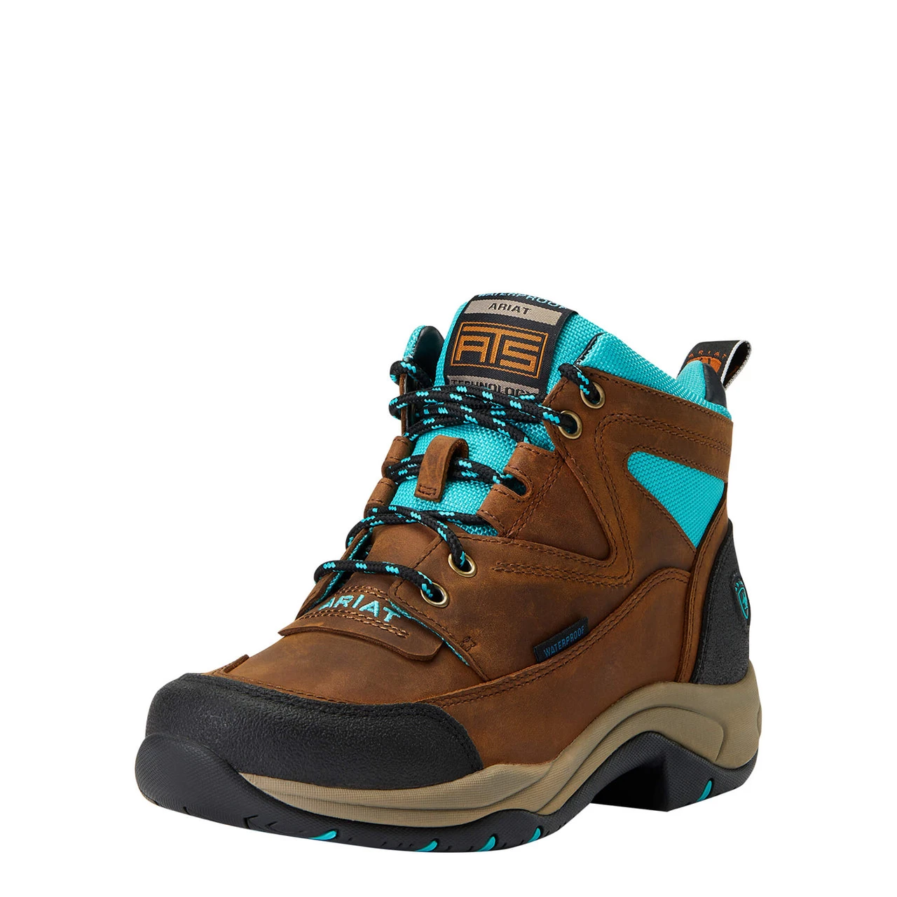 Ariat Womens Weathered Brown & Turquoise Terrain H2O Hiking Boot 1 Ariat Womens Weathered Brown & Turquoise Terrain H2O Hiking Boot