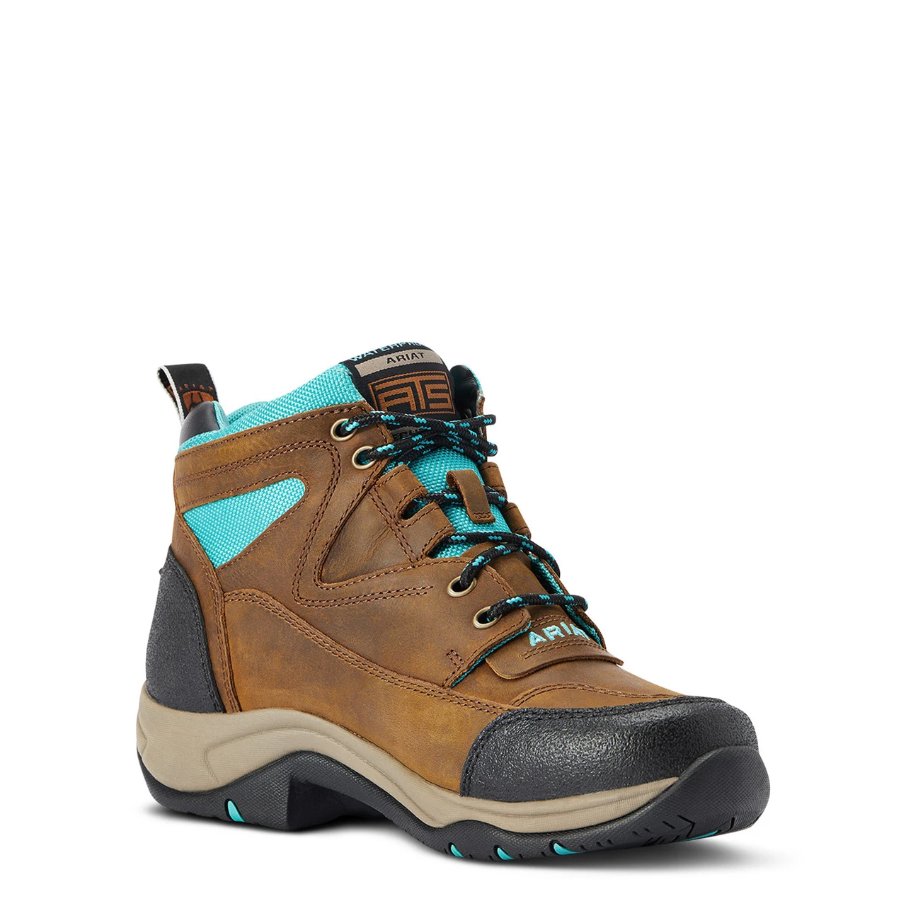 Ariat Womens Weathered Brown & Turquoise Terrain H2O Hiking Boot 2 Ariat Womens Weathered Brown & Turquoise Terrain H2O Hiking Boot - Image 2