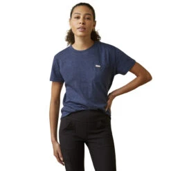 Ariat Womens Navy Heather Rebar Cotton Strong Short Sleeve T-Shirt