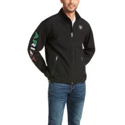 Ariat Mens Black Team Logo Mexico Flag Softshell Jacket
