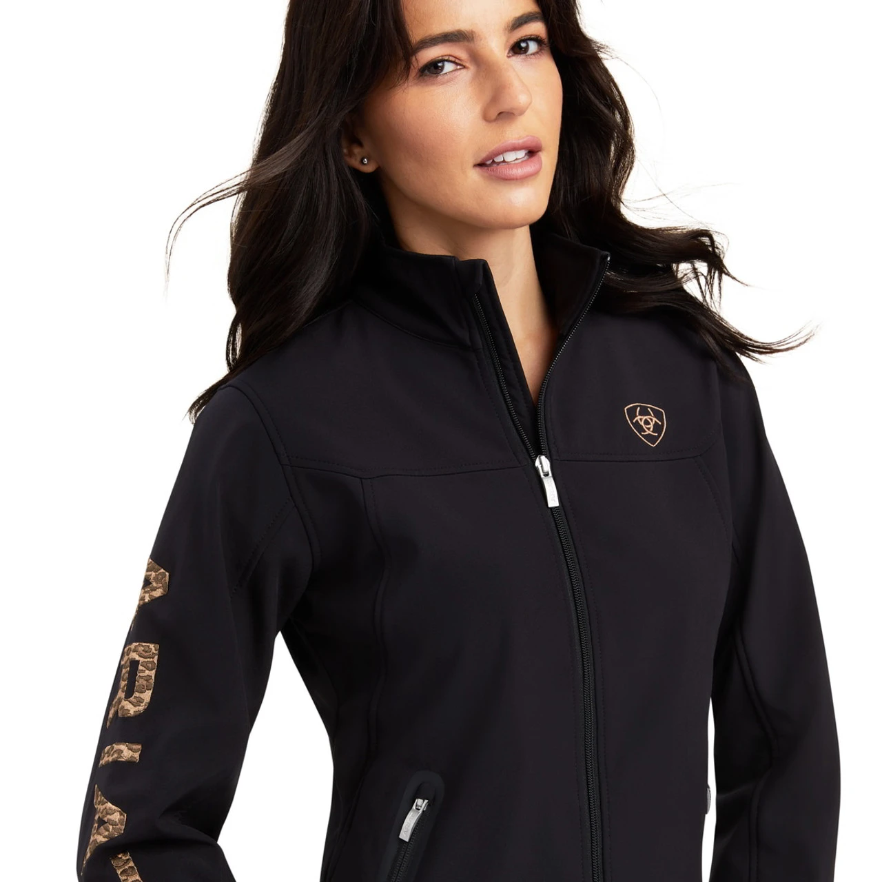 Ariat Womens Black Leopard Team Softshell Jacket 2 Ariat Womens Black Leopard Team Softshell Jacket - Image 2