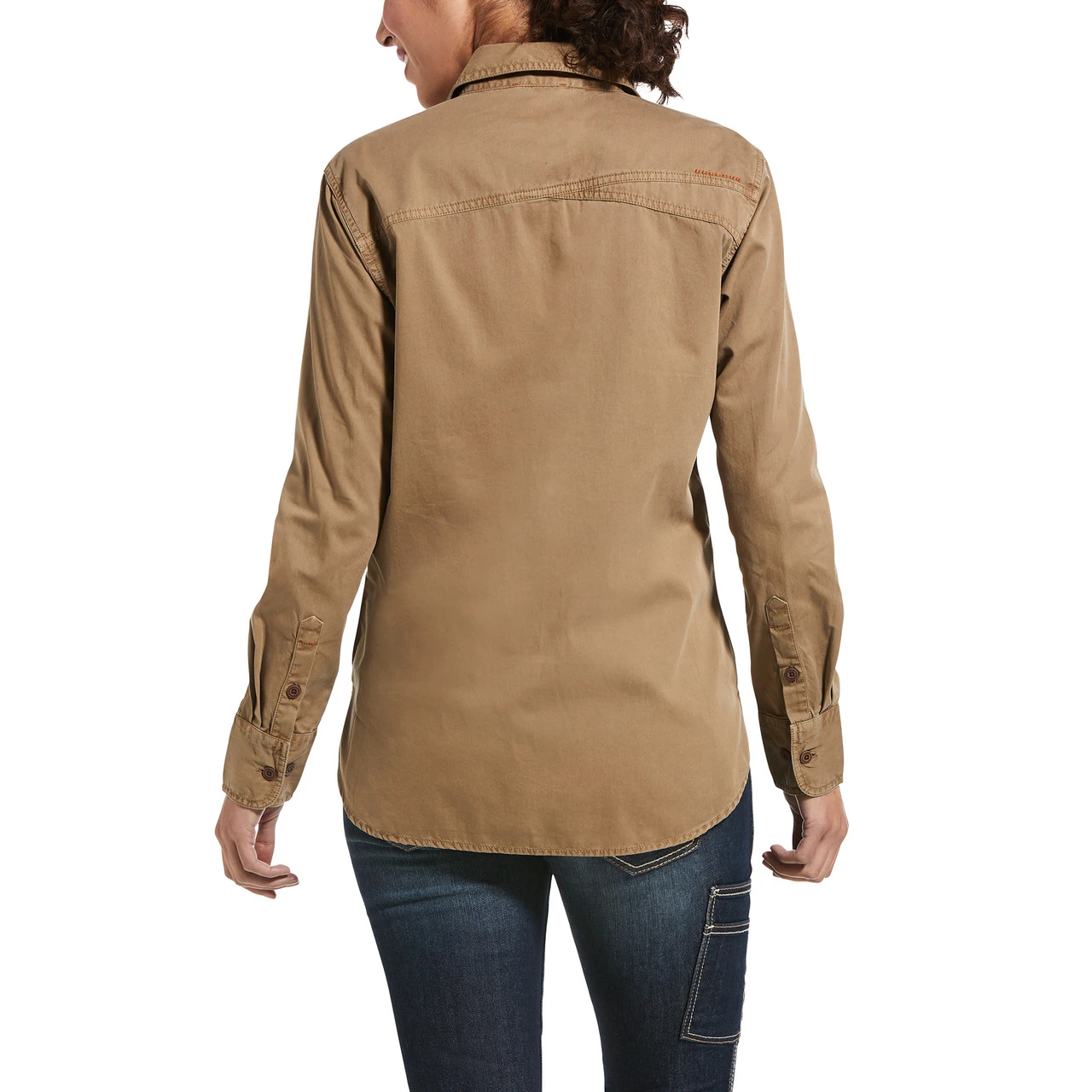 Ariat Womens Khaki Rebar Washed Twill Work Shirt 2 Ariat Womens Khaki Rebar Washed Twill Work Shirt - Image 2