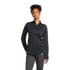 Ariat Womens Black Rebar Evolution 1/2 Zip Long Sleeve T-Shirt
