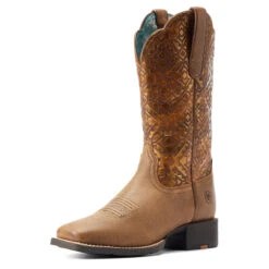 Ariat Womens Copper Blanket Embossed Wide Square Boots