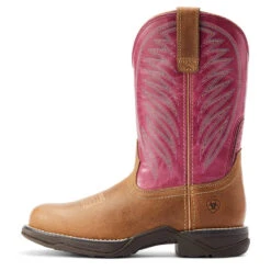 Ariat Womens Distressed Natural & Rosebud Anthem Round Toe II Boots -Moda Mix Shop P2673150 4 69093.1672765006