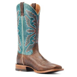 Ariat Mens Burnt Brown & Antique Teal Sting Wide Square Toe Boots -Moda Mix Shop P2674435 3 81366.1673304443