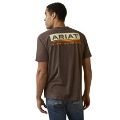 Ariat Mens Brown Heather Retro Stripe Short Sleeve T-Shirt -Moda Mix Shop P2726375 3 28438.1683573287