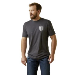 Ariat Mens Charcoal Heather Patriot Badge Short Sleeve T-Shirt