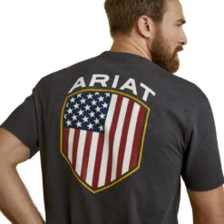 Ariat Mens Charcoal Heather Patriot Badge Short Sleeve T-Shirt -Moda Mix Shop P2726395 4 83976.1683573434