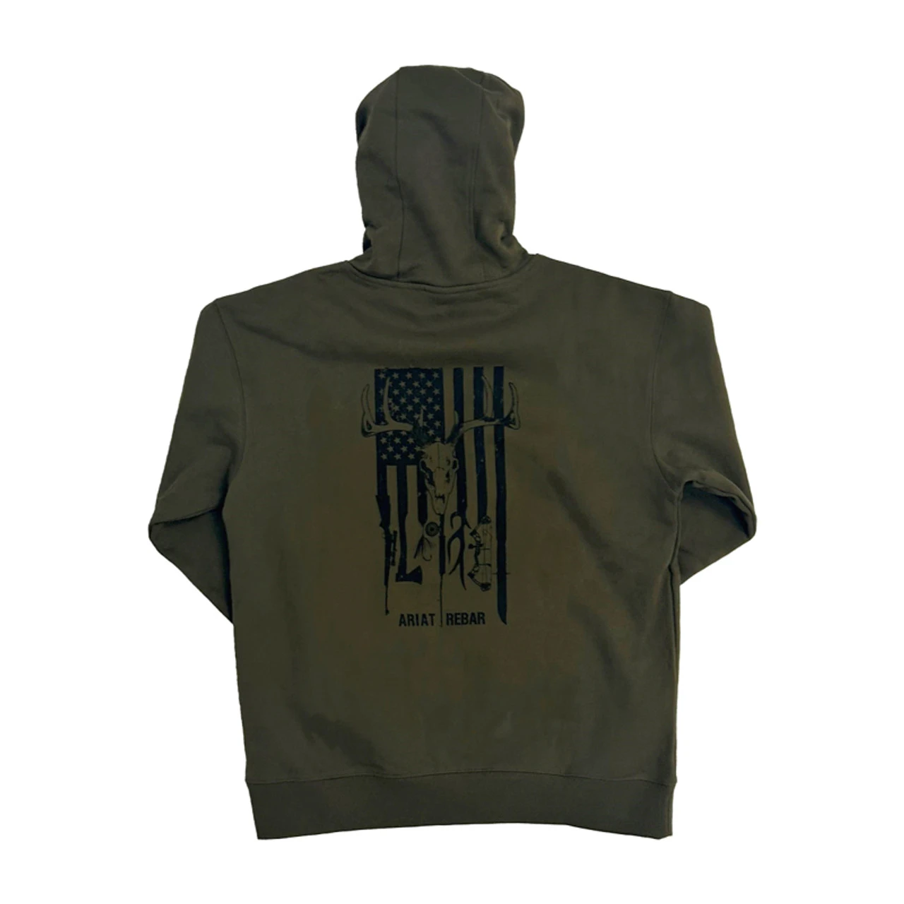 Ariat Men's Green Rebar Bullhead W/Flag Graphic Pullover Hoodie 2 Ariat Men's Green Rebar Bullhead W/Flag Graphic Pullover Hoodie - Image 2