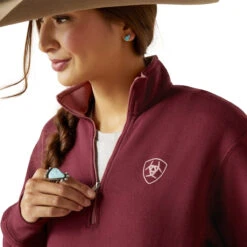 Ariat Womens Tawny Port Logo 1/2 Zip Sweatshirt -Moda Mix Shop P2769250 3 21503.1692304470